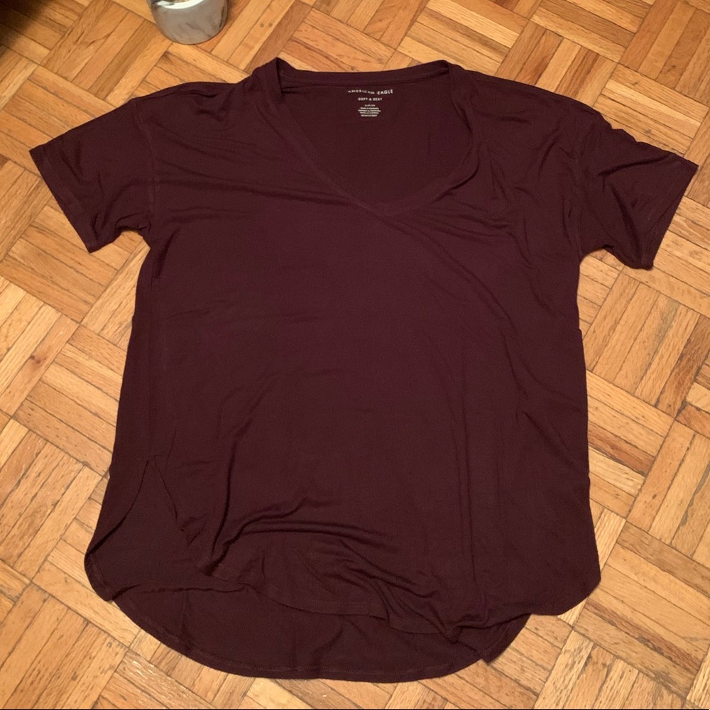 CRAZY SOFT AE AMERICAN EAGLE LOOSE FIT COMFY V NECK T SHIRT TOP LOUNGEWEAR